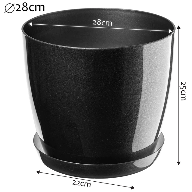 Квітковий горщик з підставкою Kadax 28 см Графітовий (K1337) - зображення 2