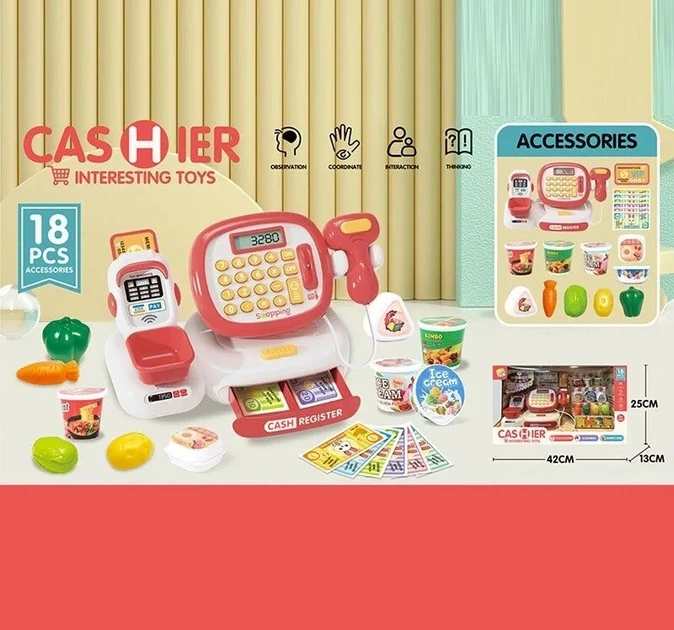 Игрушка Кассовый аппарат подсветки звук калькулятор, C668-39/X - Фото 2 Игрушка Кассовый аппарат подсветки звук калькулятор, C668-39/X - изображение 2