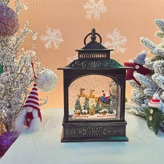 Новогодний ночник XMAS WDL-24007A винтажный фонарь с Сантой и оленями, декоративная LED лампа с тёплым светом - изображение 2