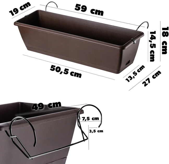 Балконний ящик Kadax Perama 60 см Коричневий (K8439) - зображення 2