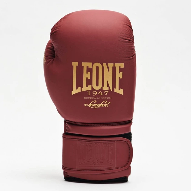 Перчатки боксерські Leone Mono 12 унцій, бордово-золоті - зображення 4