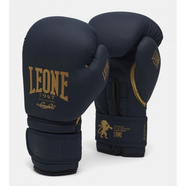 Перчатки боксерські Leone Mono 14 унцій, синьо-золотисті - Фото 1 Перчатки боксерські Leone Mono 14 унцій, синьо-золотисті - зображення 1