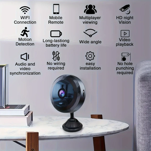 Беспроводная мини камера акумуляторна IP WiFi видеонаблюдения для квартиры и дома, видеоняня VDF-009 - изображение 5