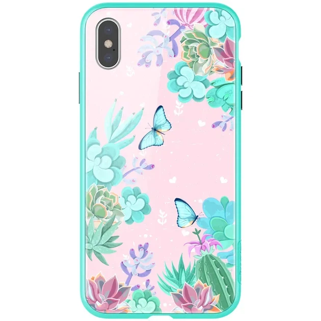 Чохол-накладка Nillkin Floral Glass для iPhone XS Max Green - Фото 1 Чохол-накладка Nillkin Floral Glass для iPhone XS Max Green - зображення 1