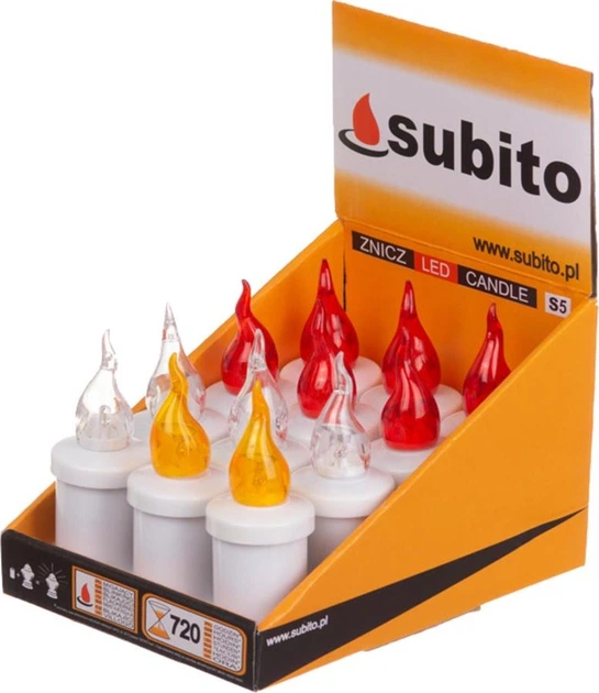 Набір свічок Subito S5 Led Mix 11 × 4 см 12 шт (5907646177545) - зображення 2