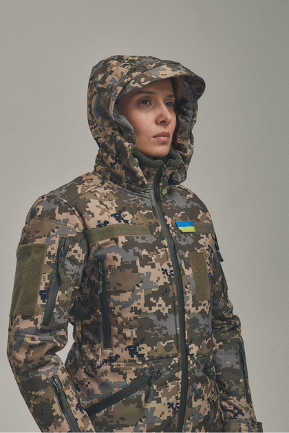 Зимняя утепленная женская FS куртка-трансформер Soft Shell 2в1, пиксель - изображение 7