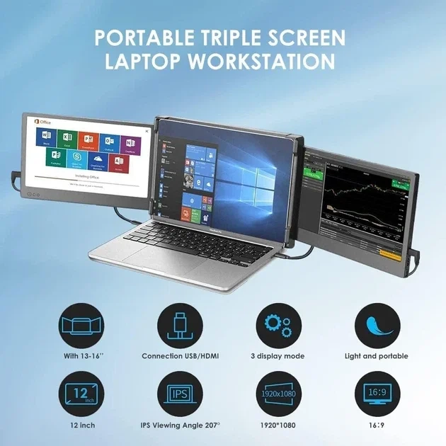 Монитор портативный 12" Teamgee P2 Full HD IPS 60 Гц Б/В - изображение 2
