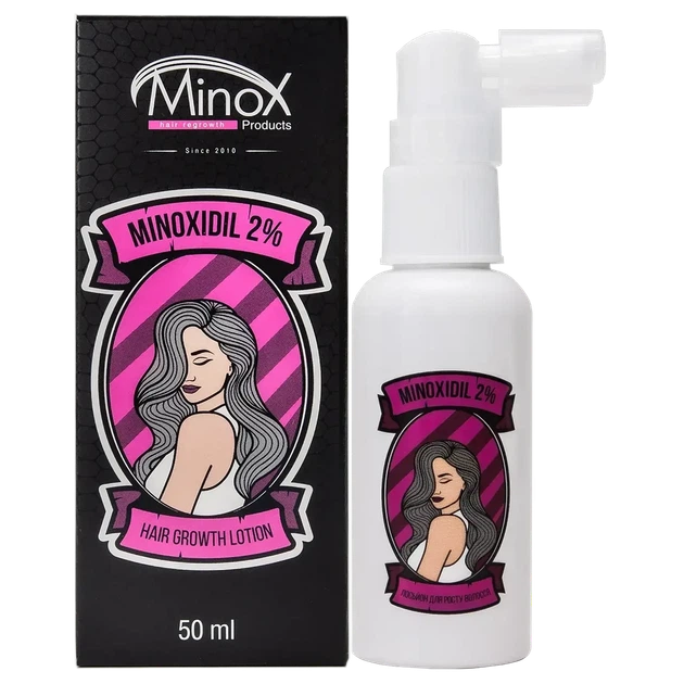 Лосьон для роста волос у женщин Minox 2% миноксидил 50 мл - Фото 1 Лосьон для роста волос у женщин Minox 2% миноксидил 50 мл - изображение 1