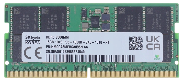Оперативна пам'ять SK Hynix 16GB SODIMM DDR5 4800MHz (HMCG78AEBSA095N) Б/В - Фото 1 Оперативна пам'ять SK Hynix 16GB SODIMM DDR5 4800MHz (HMCG78AEBSA095N) Б/В - зображення 1