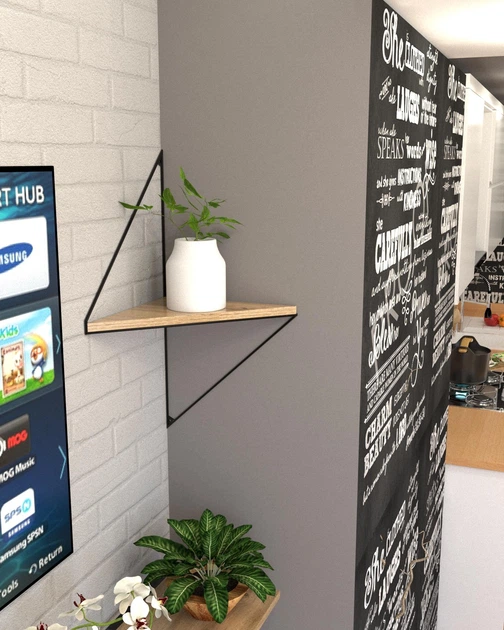 Настенная угловая полка в стиле лофт EcoLoft Вердіна DSP-1312-1 Дуб Аппалачи - Фото 2 Настенная угловая полка в стиле лофт EcoLoft Вердіна DSP-1312-1 Дуб Аппалачи - изображение 2