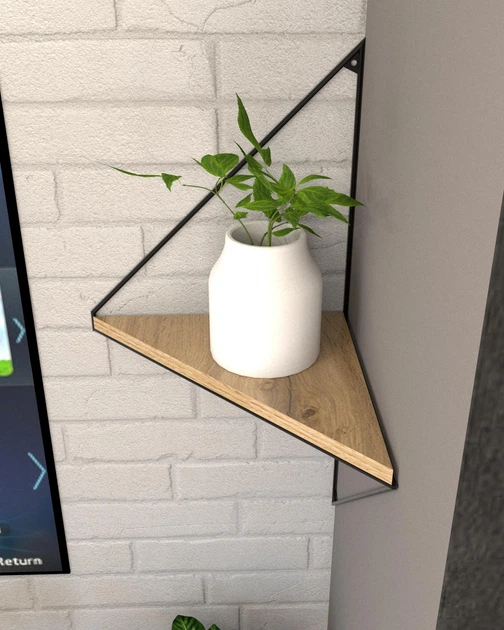 Настенная угловая полка в стиле лофт EcoLoft Вердіна DSP-1312-1 Дуб Аппалачи - Фото 3 Настенная угловая полка в стиле лофт EcoLoft Вердіна DSP-1312-1 Дуб Аппалачи - изображение 3