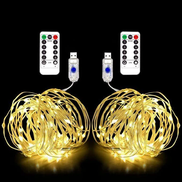 Гірлянда Роса 200 LED довжина 20 м від USB з пультом теплий білий - Фото 3 Гірлянда Роса 200 LED довжина 20 м від USB з пультом теплий білий - зображення 3