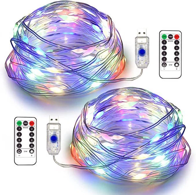 Гірлянда Роса 100 LED довжина 10 м від USB + пульт мультиколор - Фото 2 Гірлянда Роса 100 LED довжина 10 м від USB + пульт мультиколор - зображення 2