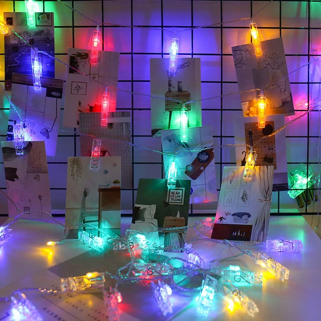 Гірлянда-нитка прищіпки 30 LED довжина 3 метри мультиколор USB - Фото 1 Гірлянда-нитка прищіпки 30 LED довжина 3 метри мультиколор USB - зображення 1
