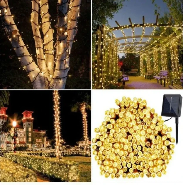 Светодиодная гирлянда 102 м 1000 LED на солнечной батарее+USB +пульт теплый белый - изображение 4