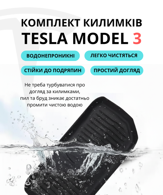 Комплект автоковрики в багажник Tesla Model 3 коврики в передний багажник и задний багажник Tesla - изображение 3