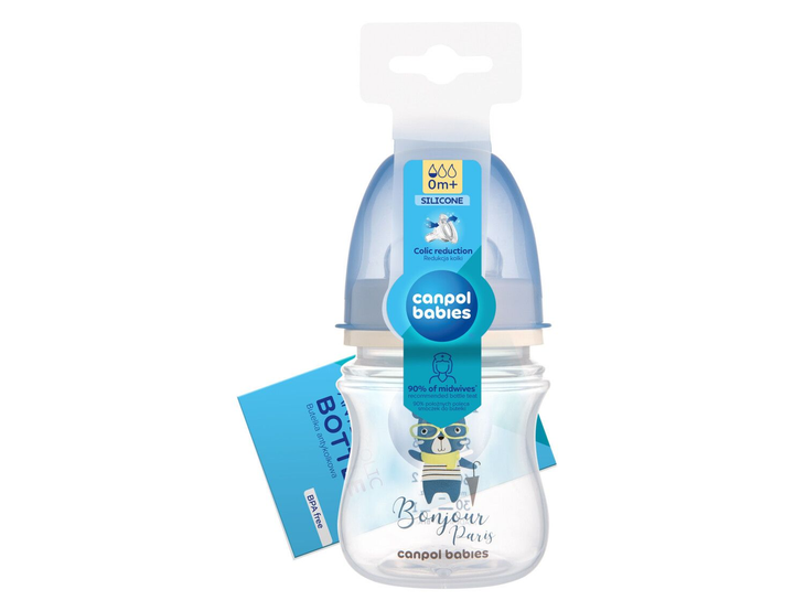 Бутылочка антиколиковая Canpol babies EasyStart 120 мл PP с широким горлом Bonjour Paris, синяя - изображение 2