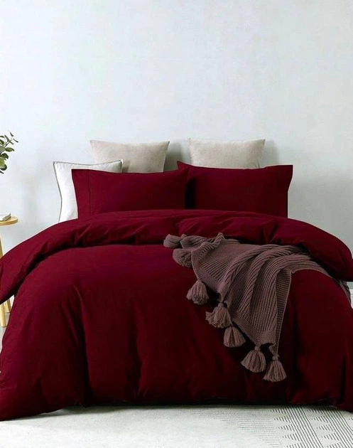 Комплект постільної білизни Полуторний FaMil Textile ''Бургунді'' з бязі Gold Lux - Фото 1 Комплект постільної білизни Полуторний FaMil Textile ''Бургунді'' з бязі Gold Lux - зображення 1