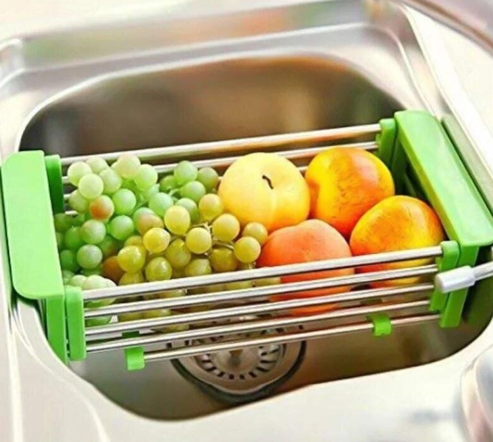Кухонна полиця Багатофункціональна складана Kitchen Drain Shelf Rack для сушіння посуду та овочів та фруктів від 35см до 54см FF-77 - зображення 6