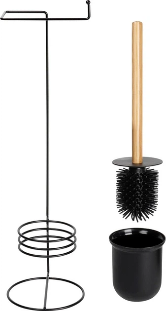 Stojak na papier toaletowy Vilde ze szczotką 53 cm Czarny (5904316497170) - obraz 3