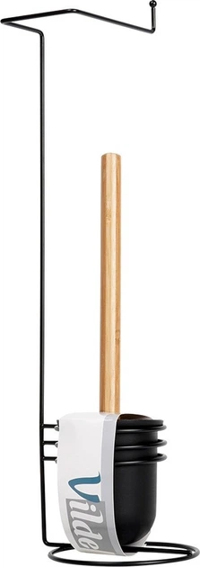 Stojak na papier toaletowy Vilde ze szczotką 53 cm Czarny (5904316497170) - obraz 4