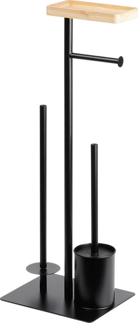 Stojak na papier toaletowy Vilde ze szczotką 68.5 cm Czarny (5904316497149) - obraz 2