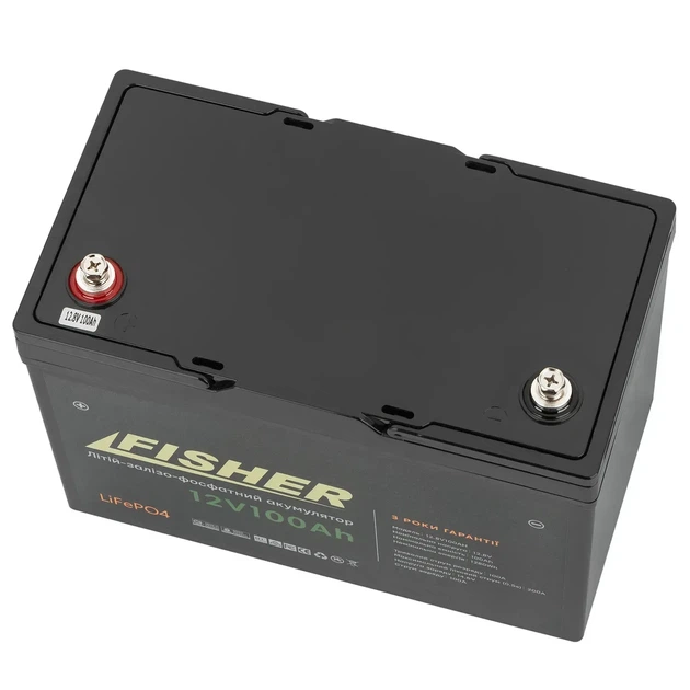 Аккумулятор Fisher LiFeP0-4 12.8V 100Ah Черный 12 кг 307x172x215 мм (LiFeP0-4) - изображение 3
