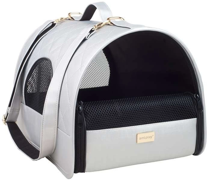 Torba transportowa dla psów i kotów Amiplay Venus M Srebrna (5907563256644) - obraz 7
