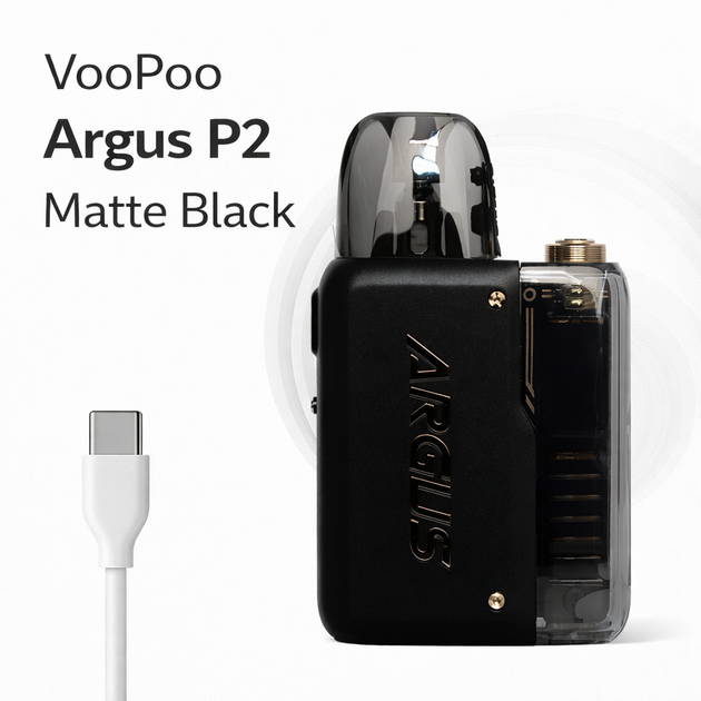 Многоразовая Pod-система VooPoo Argus P2 Matte Black вейп 1100 мАч 0.7 Ω электронка вупу аргус п2 черная - изображение 7