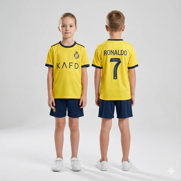 Детская футбольная форма Al Nassr (Аль Наср) Ronaldo 7 25/26, размер 22 (рост 120–125 см), желтая - изображение 4