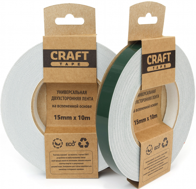 Двусторонняя лента Craft Tape 15 мм х 10 м Белая (FT1510) - изображение 3