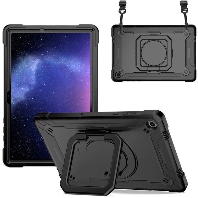 Протиударний чохол з обертальною 360 підставкою та ремінцем для Samsung Galaxy Tab A11+ Plus 11" SM-X230 / SM-X236 (Чорний) - Фото 1 Протиударний чохол з обертальною 360 підставкою та ремінцем для Samsung Galaxy Tab A11+ Plus 11" SM-X230 / SM-X236 (Чорний) - зображення 1