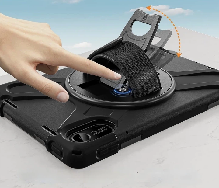 Протиударний чохол Capsule Hybrid з обертальною підставкою 360° та ремінцем на Xiaomi Redmi Pad 2 11" 2025 (Чорний) - зображення 9