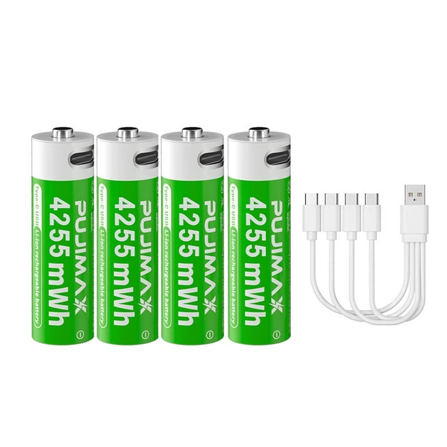 Аккумуляторы AA 1.5V с зарядкой USB Type-C Pujimax 4255mWh (Блистер 4 шт + кабель) (16232-4) - изображение 2