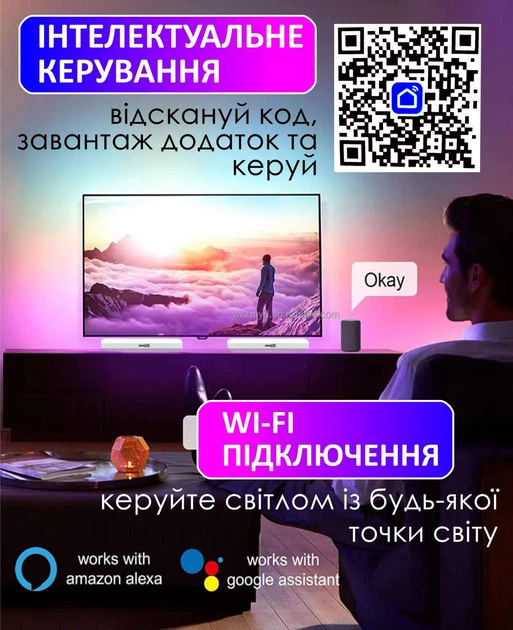 Розумні світлодіодні RGB-панелі (вибір кольору) Tuya Smart LED Bluetooth/Wi-Fi, керування голосом Alexa/Google, віддалений доступ, програма на Android/iOS - Фото 5 Розумні світлодіодні RGB-панелі (вибір кольору) Tuya Smart LED Bluetooth/Wi-Fi, керування голосом Alexa/Google, віддалений доступ, програма на Android/iOS - зображення 5