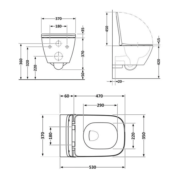 Унітаз підвісний Qtap Gemini безободковий з сидінням Soft-close QT2533076EUQMB - зображення 2