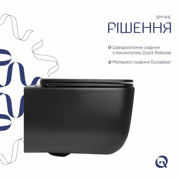 Унітаз підвісний Qtap Gemini безободковий з сидінням Soft-close QT2533076EUQMB - зображення 4