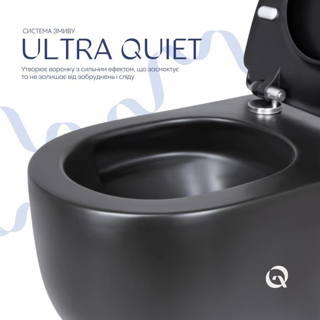Унітаз підвісний Qtap Taurus безободковий з сидінням Soft-close QT2433084EUQMB - зображення 5