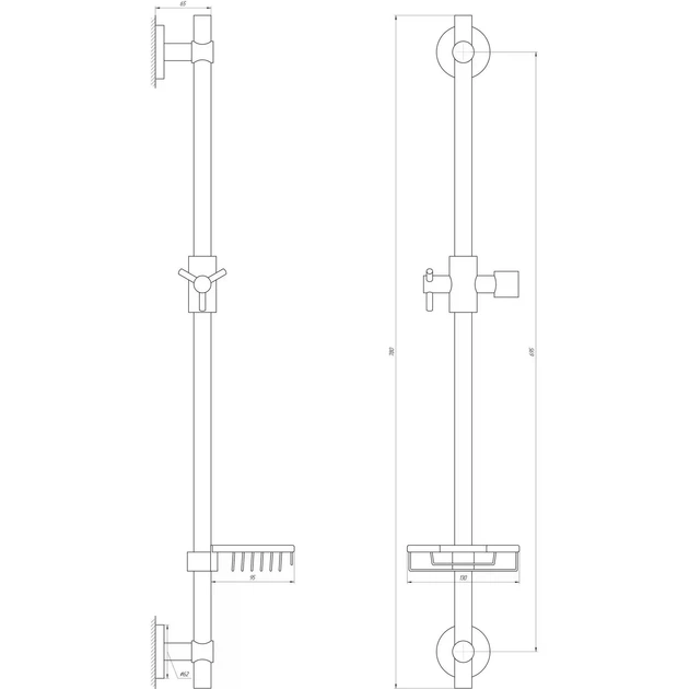Душова стійка Globus Lux 78 см з мильницею, чорна матова (BT-1107-BB) - зображення 6