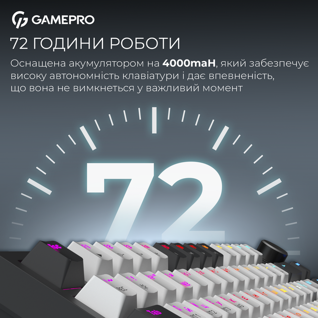 Клавиатура беспроводная GamePro Asgard Valhalla Pro Rainy Switch Bluetooth/2.4G/USB White with display (MK160W-D-Pro) - Фото 15 Клавиатура беспроводная GamePro Asgard Valhalla Pro Rainy Switch Bluetooth/2.4G/USB White with display (MK160W-D-Pro) - изображение 15