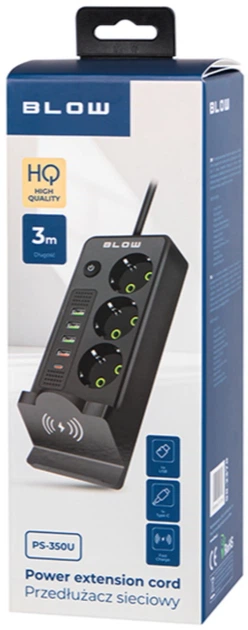 Подовжувач мережевий Blow PS-350U 3-розетковий 4 x USB+USB-PD 3 м Чорний (5900804147206) - зображення 5