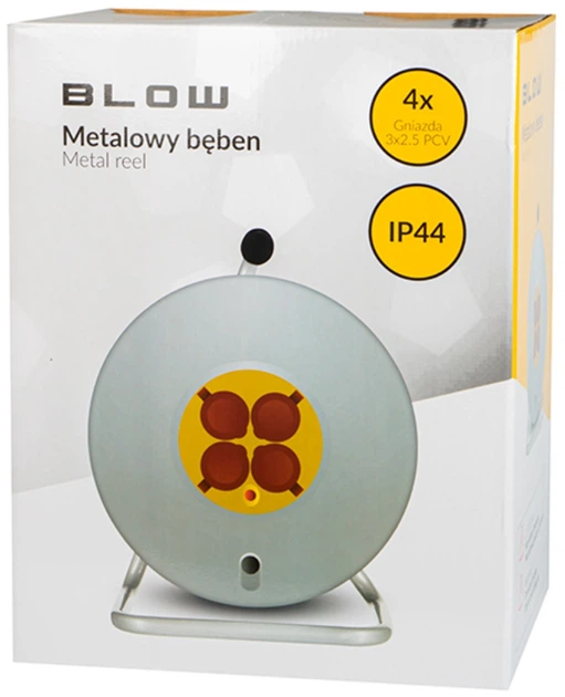 Подовжувач мережевий Blow PR-61 4-розетковий з заземленням 50 м металевий барабан (5900804141693) - зображення 3