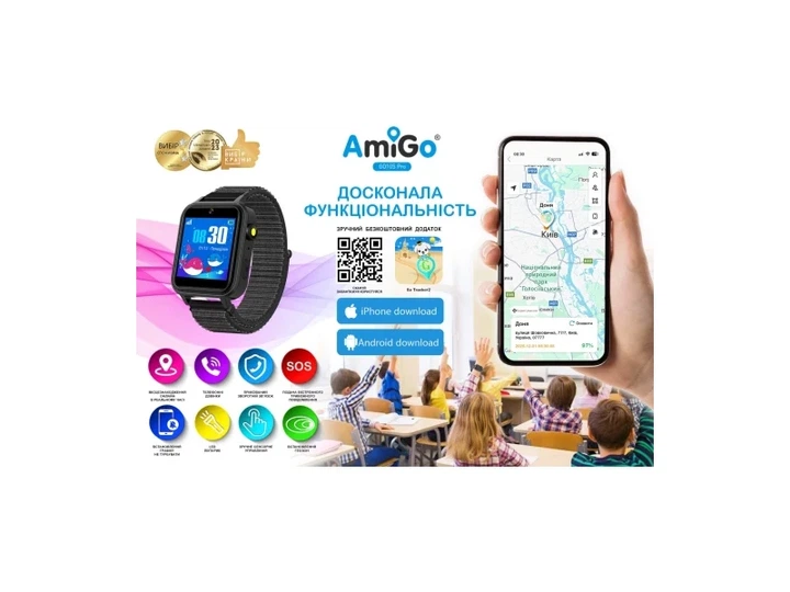 Смарт-годинник для дітей AmiGo GO10S Pro WIFI AMG-GO10S-B Black - Фото 3 Смарт-годинник для дітей AmiGo GO10S Pro WIFI AMG-GO10S-B Black - изображение 3