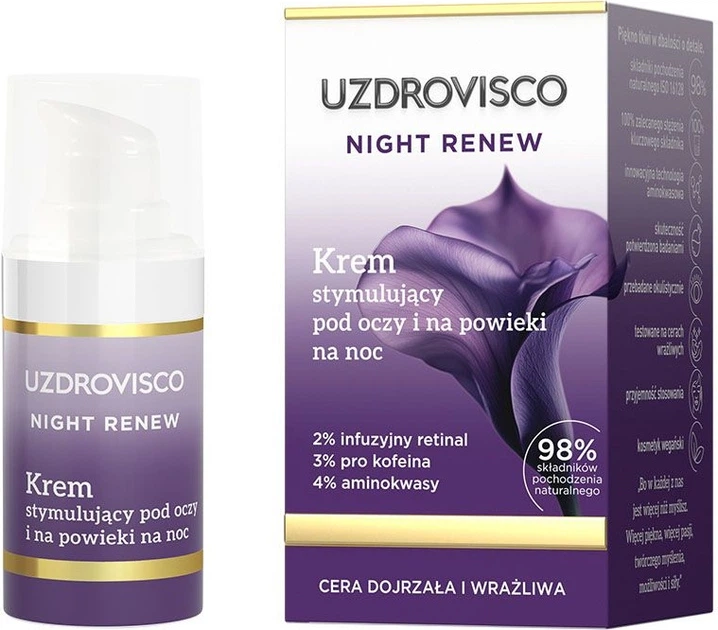 Нічний крем для шкіри навколо очей Uzdrovisco Night Renew стимулюючий 15 мл (5904917484449) - зображення 2