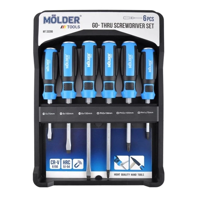 Ударний набір викруток PH SL Molder CrV 6150 із шестигранною опорою 6 штук (MT33206) - зображення 4