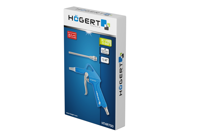 Пневмопістолет Hogert для продування з коротким і довгим соплом (HT4R750) - зображення 2