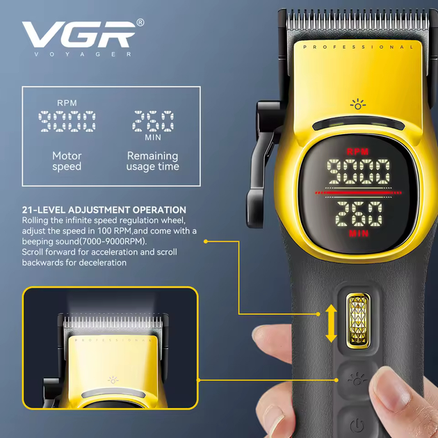 Комплект для стрижки VGR 2 в 1 V-885 S2 GOLD - изображение 3