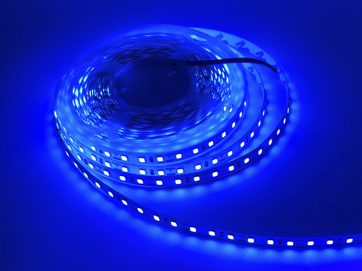 Світлодіодна стрічка 2835-120led-8mm-12V IP20 підвійна плата синій (уп.5м) (MTK-600B3528-12) MTK - зображення 2
