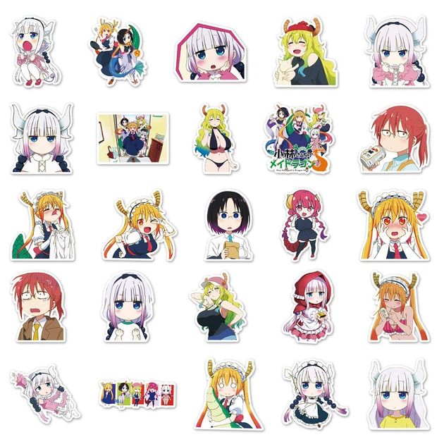 Набор наклеек стикеров Дракорничная госпожи Кобаяси Kobayashi-san Chi no Maid Dragon 50 штук наклейки - Фото 3 Набор наклеек стикеров Дракорничная госпожи Кобаяси Kobayashi-san Chi no Maid Dragon 50 штук наклейки - изображение 3