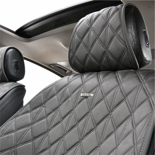 Комплект преміум накидок для сидінь CarLife Nitro, grey SC40204 - Фото 6 Комплект преміум накидок для сидінь CarLife Nitro, grey SC40204 - зображення 6
